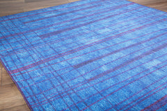 Blue Striped Area Rug – Washable Non Slip Soft Microfiber Carpet for Living Room