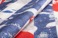 Modern Cotton Area Rug – Washable Non Slip Blue Microfiber Carpet for Living Room