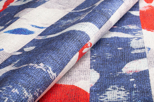 Modern Cotton Area Rug – Washable Non Slip Blue Microfiber Carpet for Living Room