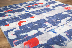 Modern Cotton Area Rug – Washable Non Slip Blue Microfiber Carpet for Living Room