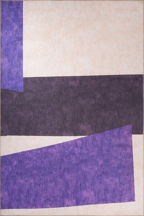 Purple Geometric Area Rug – Washable Non Slip Cotton Area Carpet with Soft Microfiber Texture