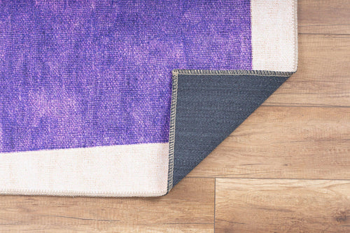 Purple Geometric Area Rug – Washable Non Slip Cotton Area Carpet with Soft Microfiber Texture