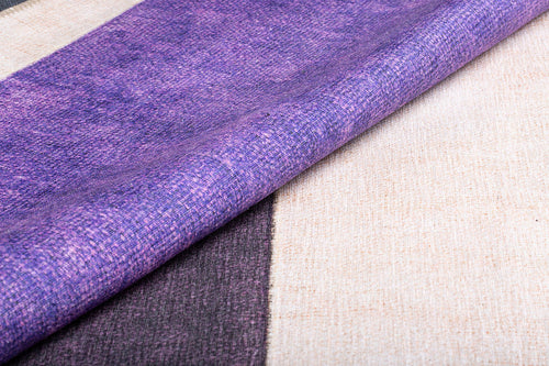 Purple Geometric Area Rug – Washable Non Slip Cotton Area Carpet with Soft Microfiber Texture