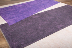 Purple Geometric Area Rug – Washable Non Slip Cotton Area Carpet with Soft Microfiber Texture