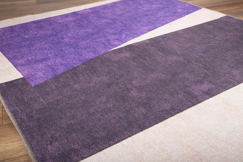Purple Geometric Area Rug – Washable Non Slip Cotton Area Carpet with Soft Microfiber Texture