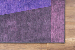 Purple Geometric Area Rug – Heavy Thick Polyester Yarn Carpet with Washable Non Slip