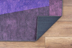 Purple Geometric Area Rug – Heavy Thick Polyester Yarn Carpet with Washable Non Slip