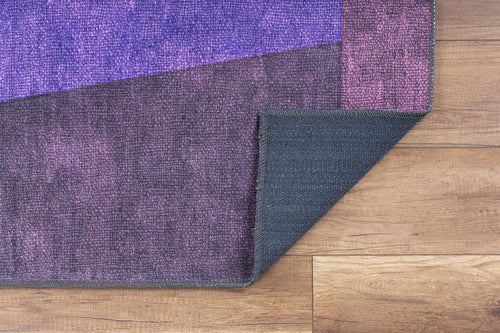 Purple Geometric Area Rug – Heavy Thick Polyester Yarn Carpet with Washable Non Slip