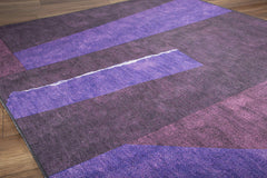 Purple Geometric Area Rug – Heavy Thick Polyester Yarn Carpet with Washable Non Slip