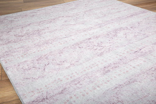 Pink Striped Area Rug | Soft Microfiber Carpet | Washable Non Slip Floor Covering