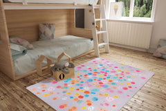 Kids Digital Print Rug - Washable Non Slip Grey Cotton Microfiber Carpet