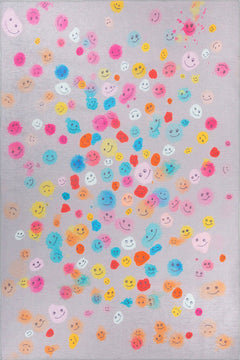 Kids Digital Print Rug - Washable Non Slip Grey Cotton Microfiber Carpet