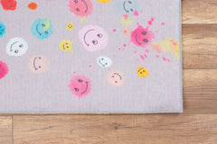 Kids Digital Print Rug - Washable Non Slip Grey Cotton Microfiber Carpet