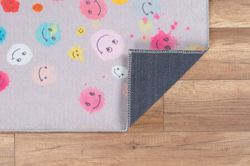 Kids Digital Print Rug - Washable Non Slip Grey Cotton Microfiber Carpet