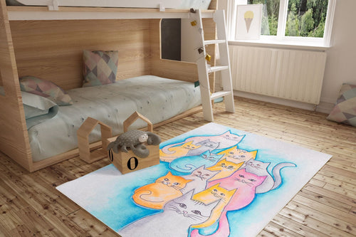 Kids Cotton Rug – Washable Non Slip White Polyester Microfiber Carpet for Children’s Room