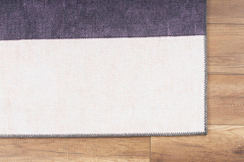 Purple Geometric Area Rug - Washable Non Slip Cotton Area Rug with Soft Microfiber