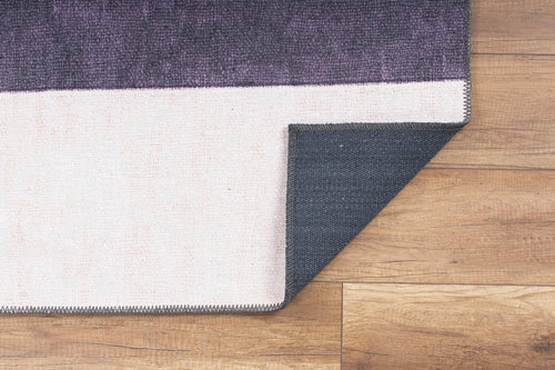 Purple Geometric Area Rug - Washable Non Slip Cotton Area Rug with Soft Microfiber
