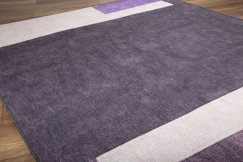 Purple Geometric Area Rug - Washable Non Slip Cotton Area Rug with Soft Microfiber