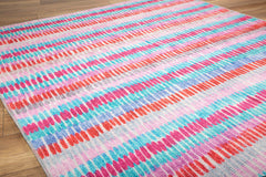 Pink Striped Area Rug - Washable Non Slip Cotton Microfiber Floor Covering