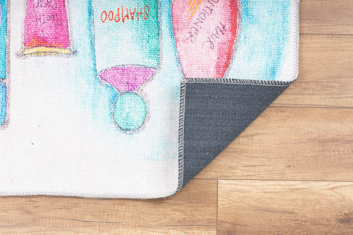 Digital Print Area Rug - Washable Non Slip Cotton White Floor Carpet