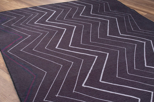 Purple Geometric Area Rug – Washable Non Slip Cotton Area Carpet for Living Room