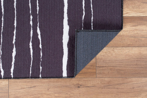 Purple Striped Area Rug - Washable Non Slip Cotton Microfiber Carpet for Living Room
