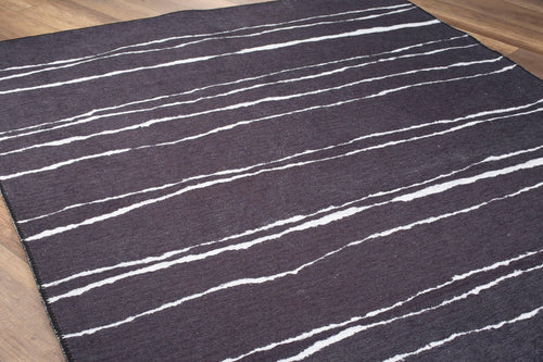 Purple Striped Area Rug - Washable Non Slip Cotton Microfiber Carpet for Living Room