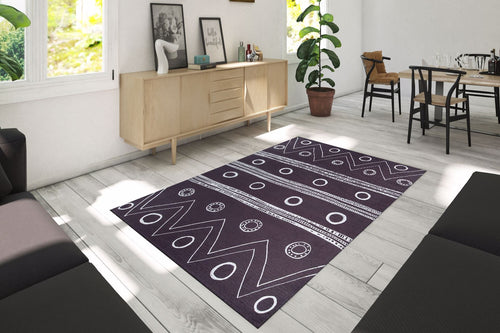 Chelles Purple Ethnic Cotton Digital Print Area Rug