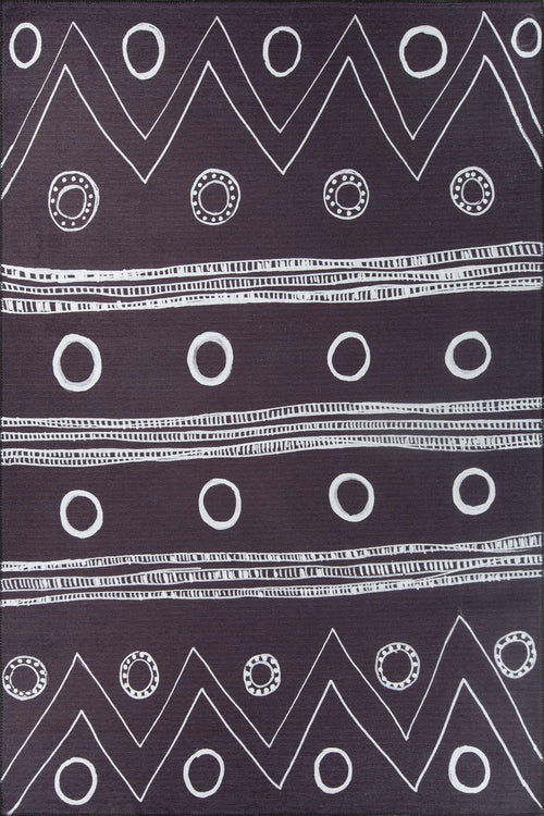 Chelles Purple Ethnic Cotton Digital Print Area Rug