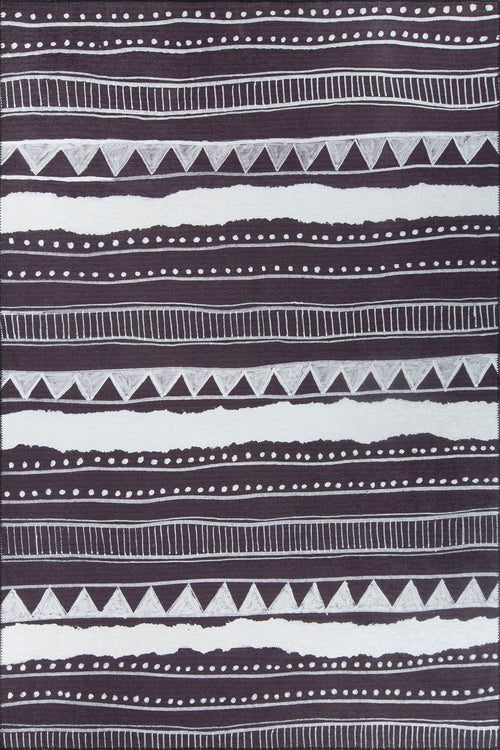 Purple Ethnic Area Rug | Washable Non Slip Microfiber Area Carpet, Thick & Soft