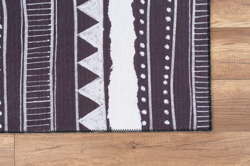 Purple Ethnic Area Rug | Washable Non Slip Microfiber Area Carpet, Thick & Soft