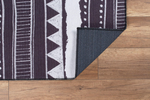 Purple Ethnic Area Rug | Washable Non Slip Microfiber Area Carpet, Thick & Soft