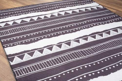 Purple Ethnic Area Rug | Washable Non Slip Microfiber Area Carpet, Thick & Soft