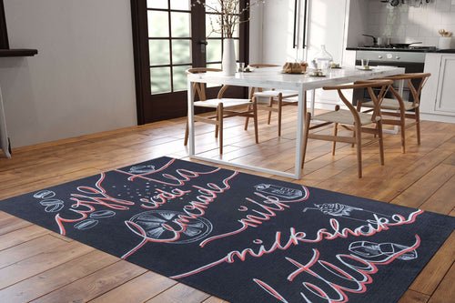 Black Cotton Area Rug – Washable Non Slip Modern Decorative Rug for Living Room