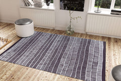 Purple Striped Area Rug - Washable Non Slip Cotton Area Rug for Living Room