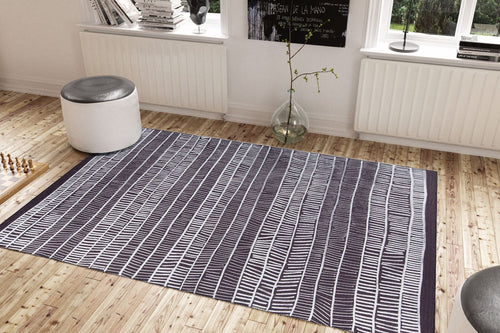 Purple Striped Area Rug - Washable Non Slip Cotton Area Rug for Living Room