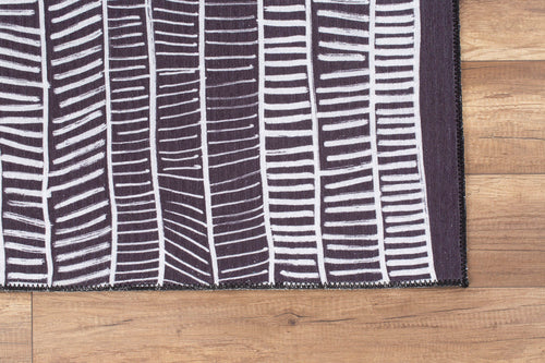 Purple Striped Area Rug - Washable Non Slip Cotton Area Rug for Living Room