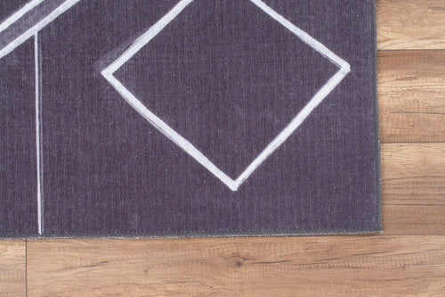 Geometric Cotton Area Rug – Washable Non Slip Anthracite Carpet with Soft Microfiber