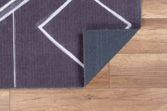 Geometric Cotton Area Rug – Washable Non Slip Anthracite Carpet with Soft Microfiber