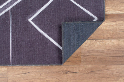 Geometric Cotton Area Rug – Washable Non Slip Anthracite Carpet with Soft Microfiber