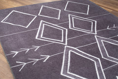 Geometric Cotton Area Rug – Washable Non Slip Anthracite Carpet with Soft Microfiber