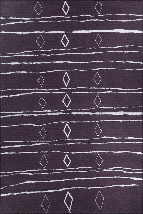 Purple Geometric Area Rug – Washable Non Slip Cotton Area Rug for Living Room