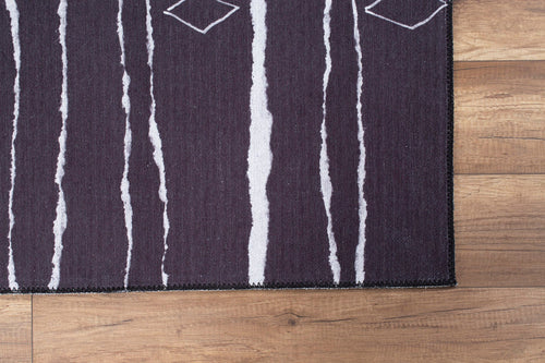 Purple Geometric Area Rug – Washable Non Slip Cotton Area Rug for Living Room