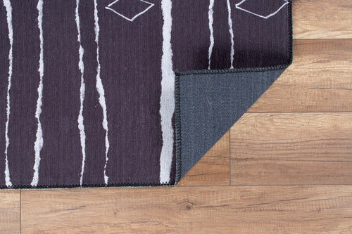 Purple Geometric Area Rug – Washable Non Slip Cotton Area Rug for Living Room