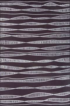 Digital Print Area Rug - Washable Non Slip Anthracite Striped Cotton Rug