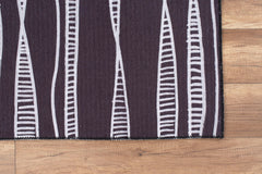 Digital Print Area Rug - Washable Non Slip Anthracite Striped Cotton Rug