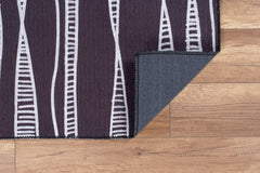 Digital Print Area Rug - Washable Non Slip Anthracite Striped Cotton Rug