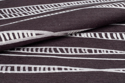 Digital Print Area Rug - Washable Non Slip Anthracite Striped Cotton Rug