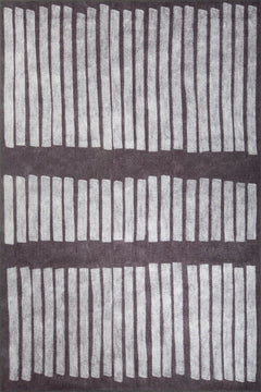 Black Striped Area Rug - Washable Non Slip Cotton Area Rug with Soft Microfiber