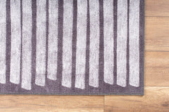 Black Striped Area Rug - Washable Non Slip Cotton Area Rug with Soft Microfiber